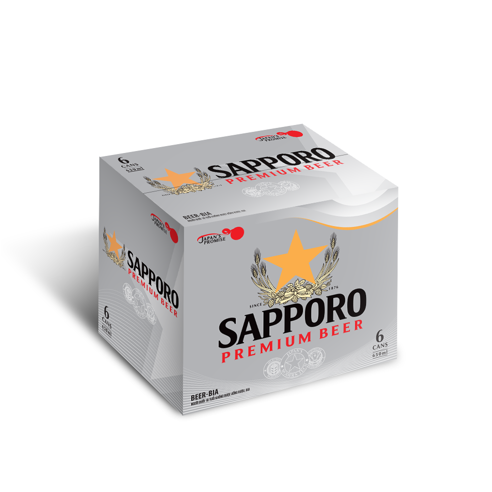Bia Sapporo Premium lốc 6 lon x 650ml