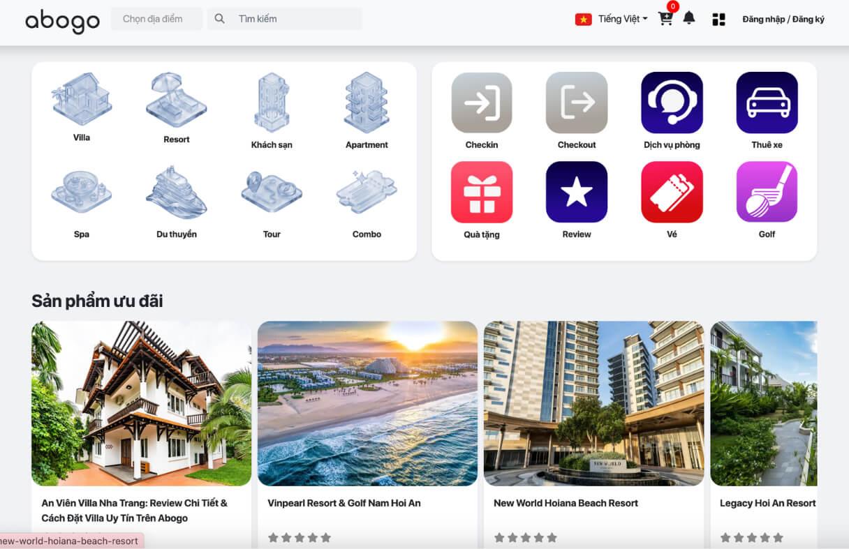Hệ sinh thái dịch vụ Abogo gồm villa, resort và trải nghiệm nghỉ dưỡng