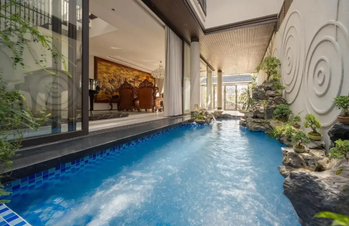 Private swimming pool at a Da Nang river villa