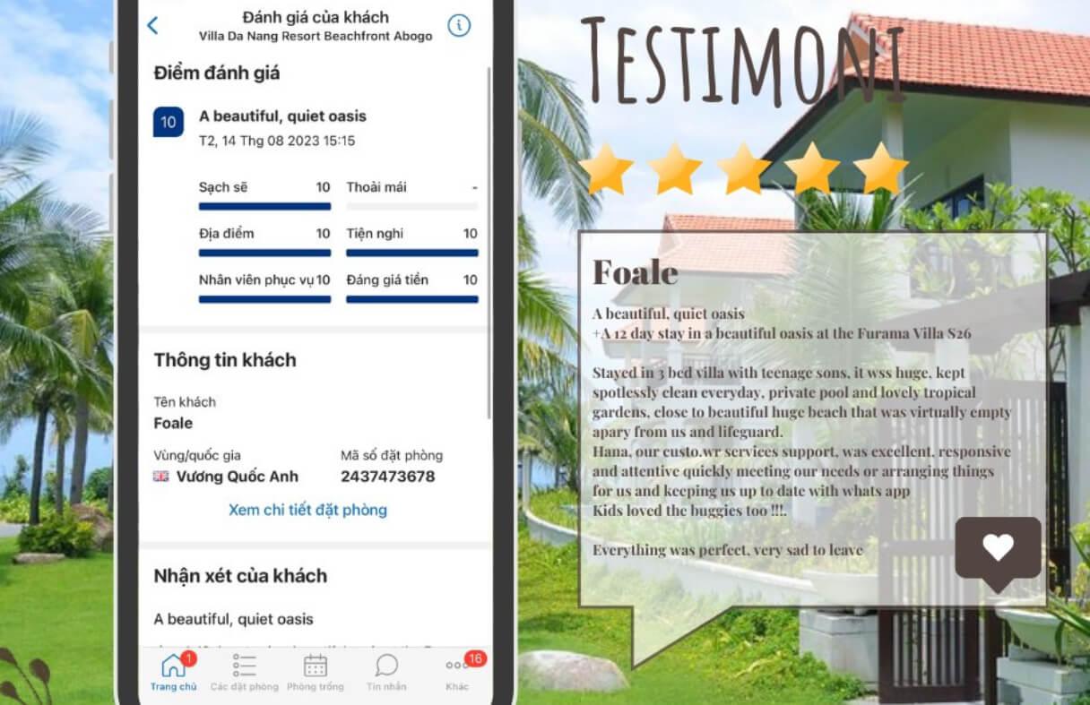 Real guest reviews help evaluate Da Nang villa quality and transparency