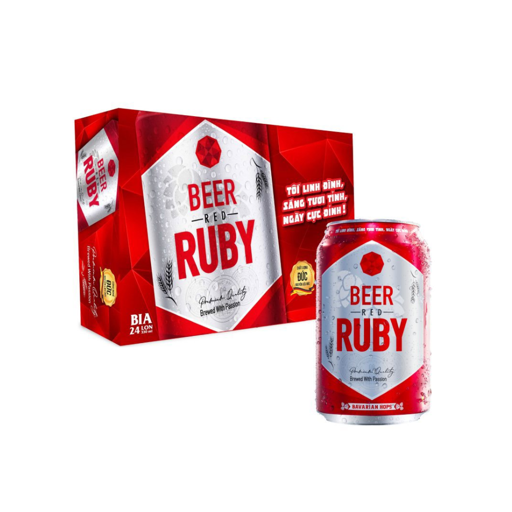 Thùng 24 lon bia Red Ruby lon 330ml
