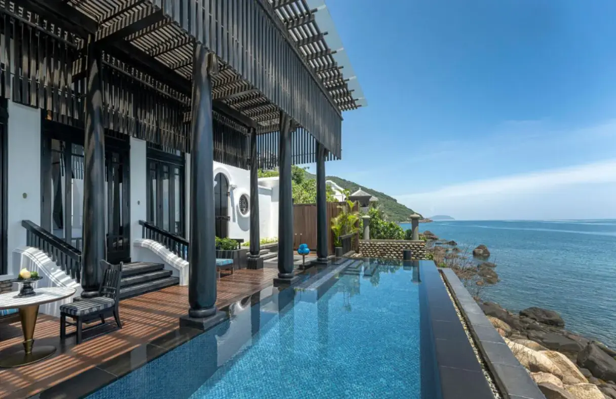 Spacious and modern living area inside a premium beachfront villa in Da Nang, Vietnam.