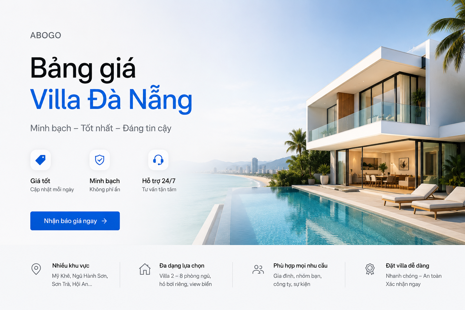 Bảng Giá Villa Đà Nẵng Mới Nhất 2026 | Thuê Villa Đà Nẵng Giá Tốt, Minh Bạch Và Đáng Tin Cậy