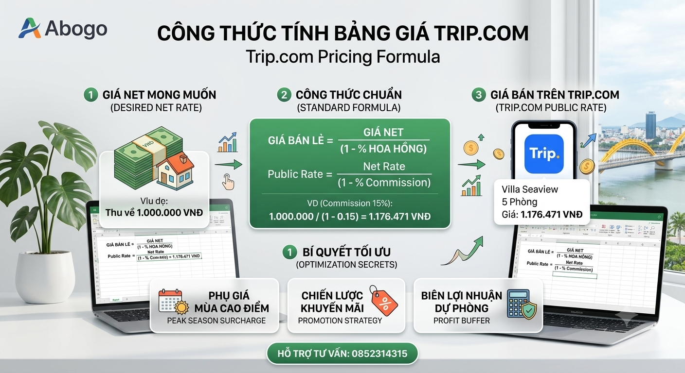Công Thức Tính Giá Bán Phòng Trên Trip.com: Bí Quyết Tối Ưu Doanh Thu Cho Chủ Villa & Khách Sạn