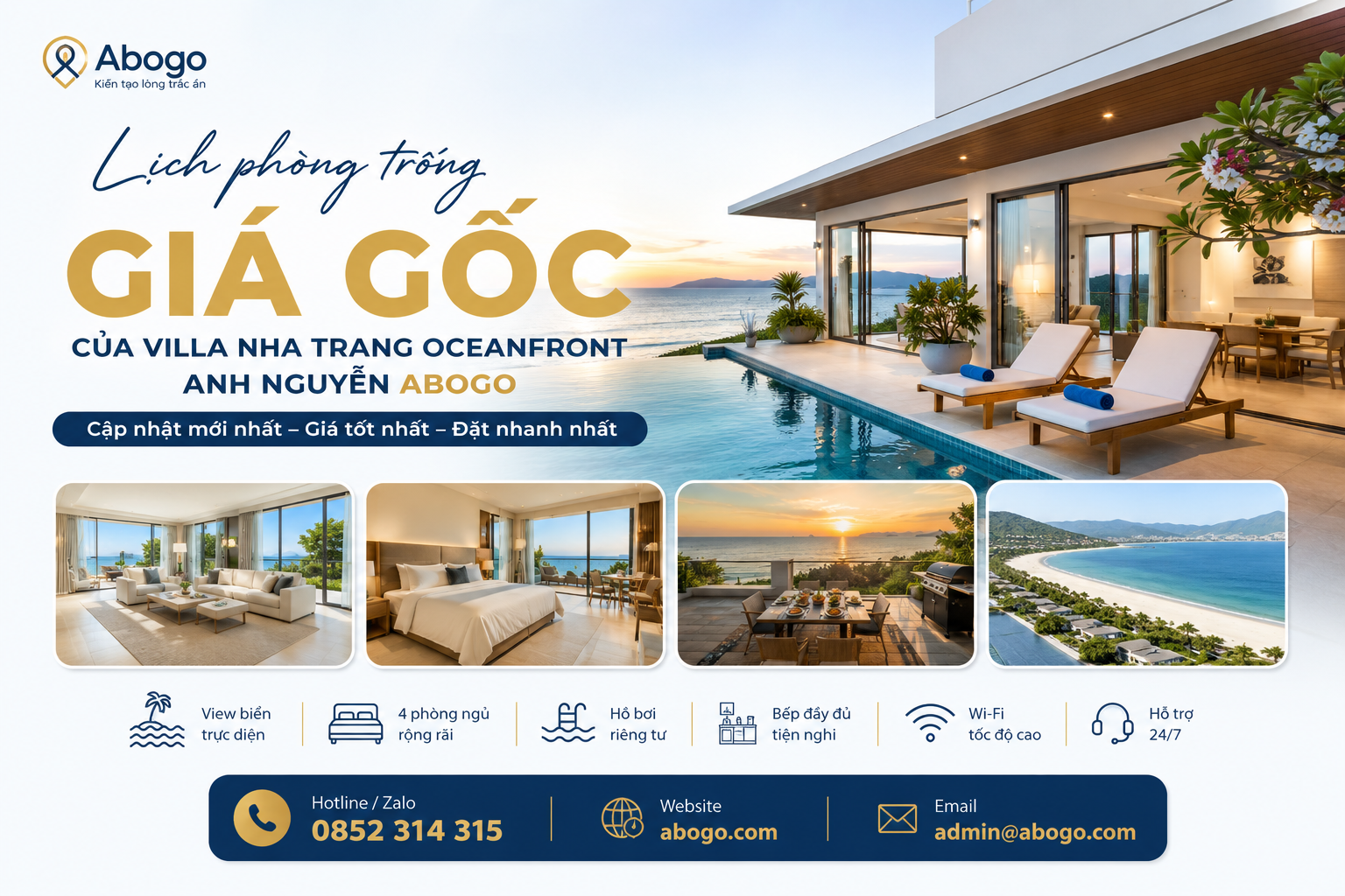 Lịch Phòng Trống Giá Gốc Của Villa Nha Trang Oceanfront Anh Nguyễn Abogo Mới Nhất 2026