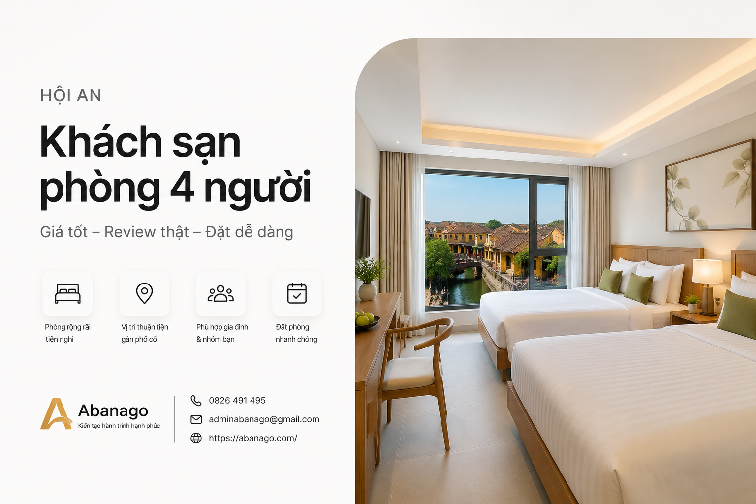 Khách Sạn Hội An Phòng 4 Người: Kinh Nghiệm Chọn, Giá Tham Khảo, Review Và Cách Đặt Phòng Tối Ưu Cùng Abanago