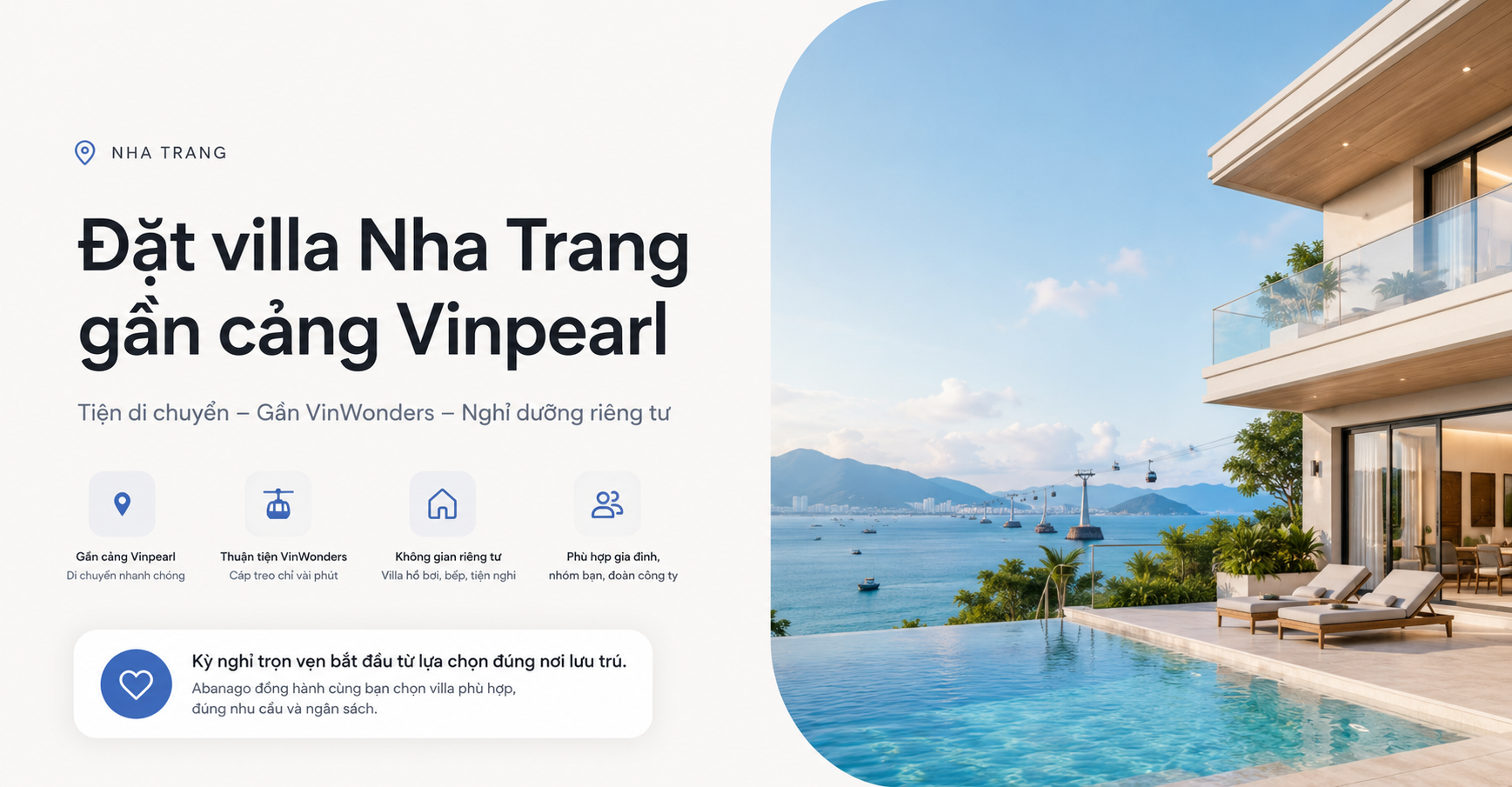Đặt villa Nha Trang gần cảng Vinpearl: Kinh nghiệm chọn villa đẹp, tiện di chuyển và phù hợp cho gia đình
