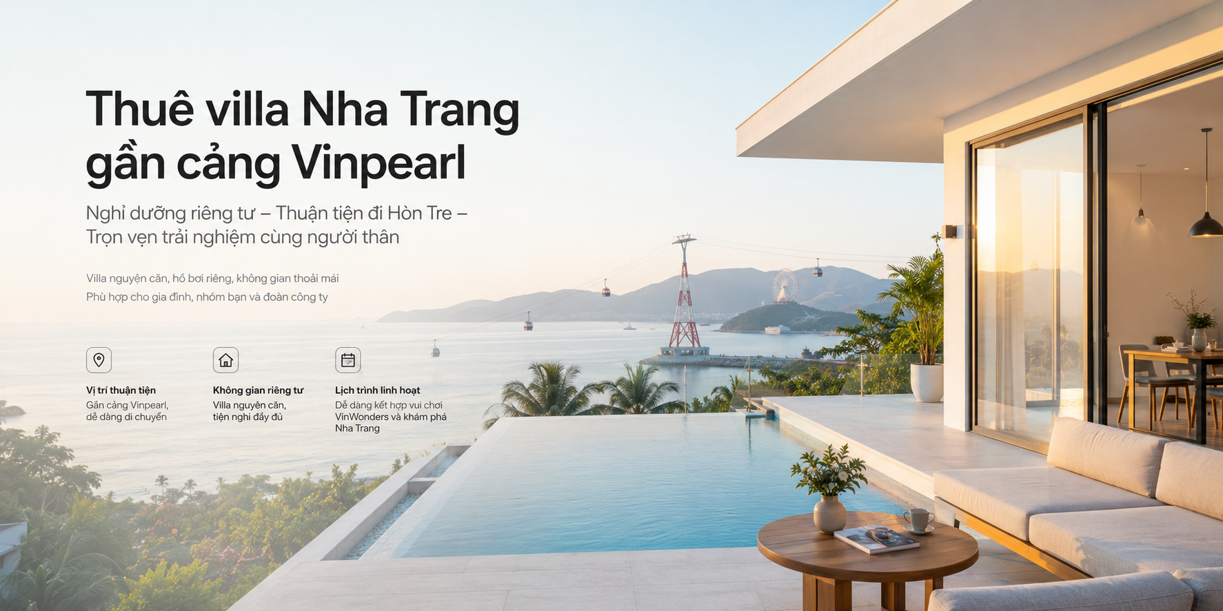 Thuê villa Nha Trang gần cảng Vinpearl: lựa chọn nghỉ dưỡng riêng tư, thuận tiện đi Hòn Tre cùng Abogo