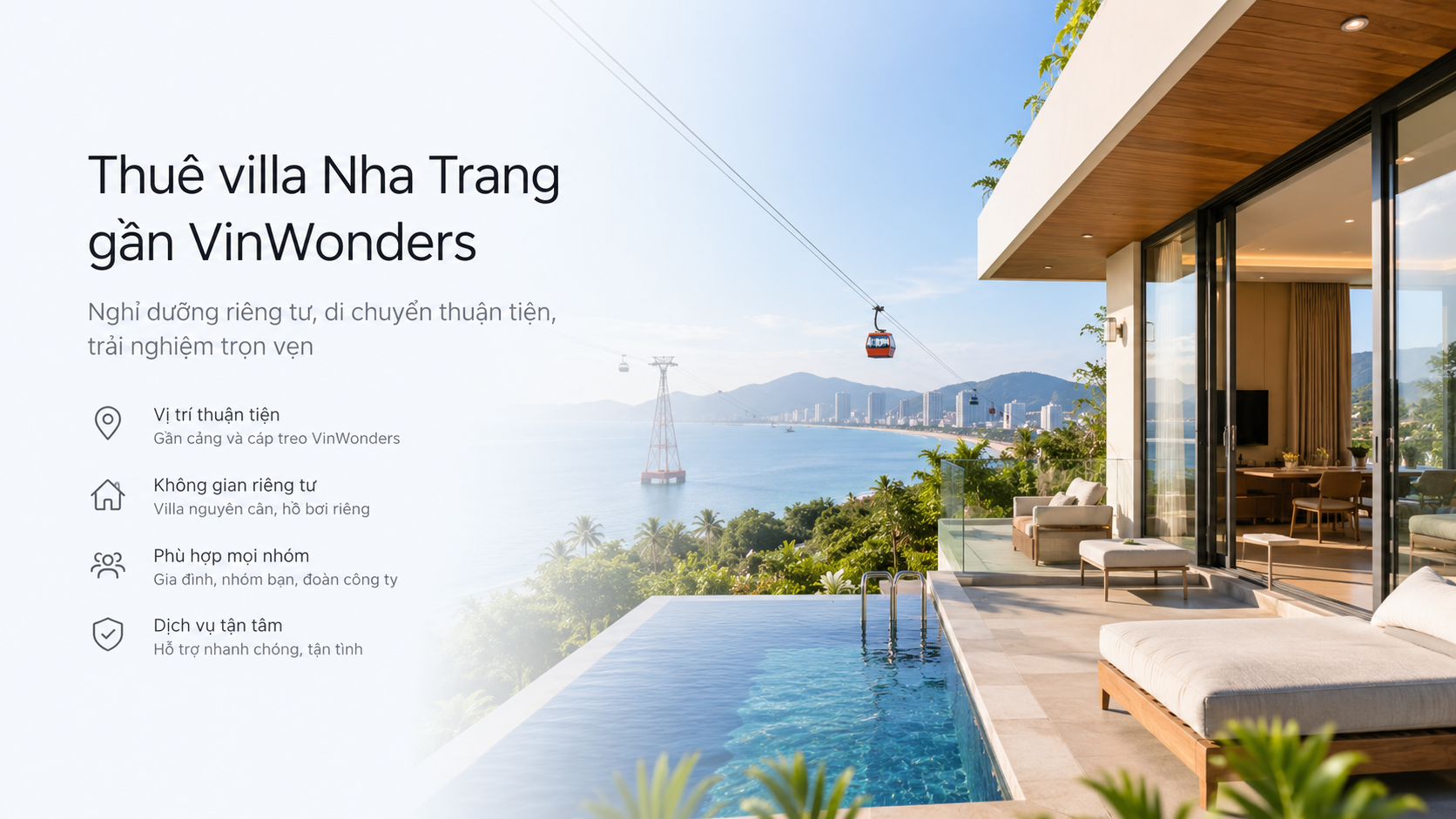 Thuê villa Nha Trang gần VinWonders: Kinh nghiệm chọn villa đẹp, tiện đi chơi, phù hợp gia đình và nhóm bạn