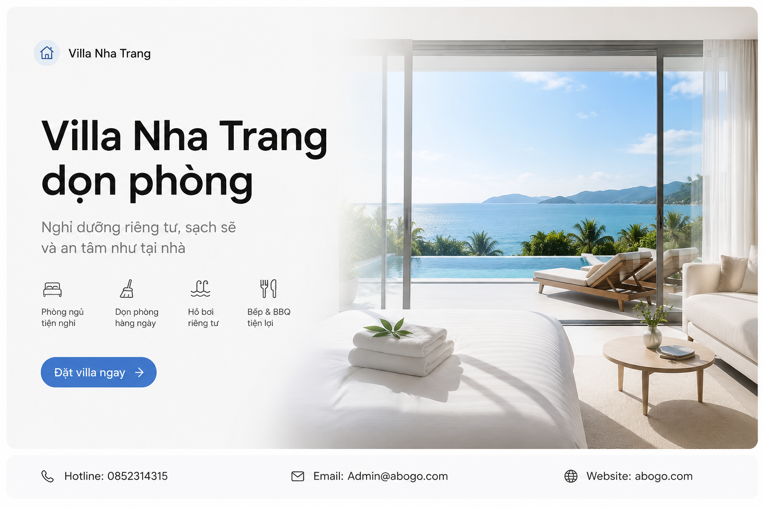 Villa Nha Trang dọn phòng: lựa chọn nghỉ dưỡng sạch sẽ, riêng tư và an tâm cho gia đình, nhóm bạn