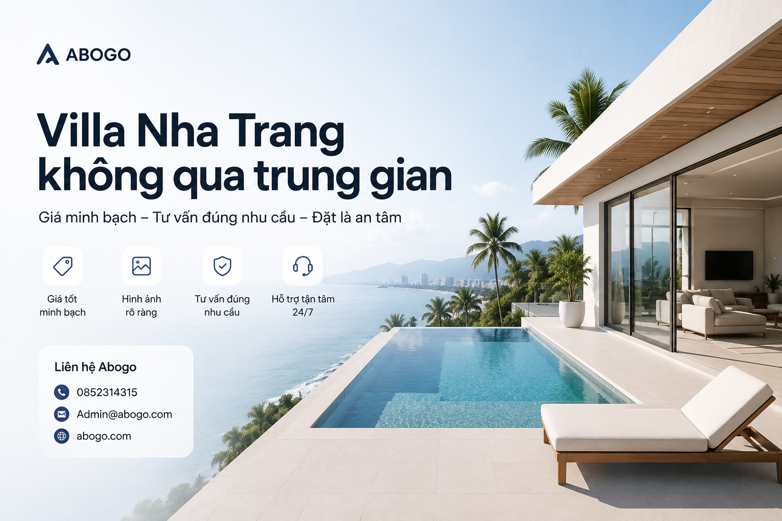 Villa Nha Trang không qua trung gian: Cách đặt villa đúng giá, an tâm và minh bạch cùng Abogo
