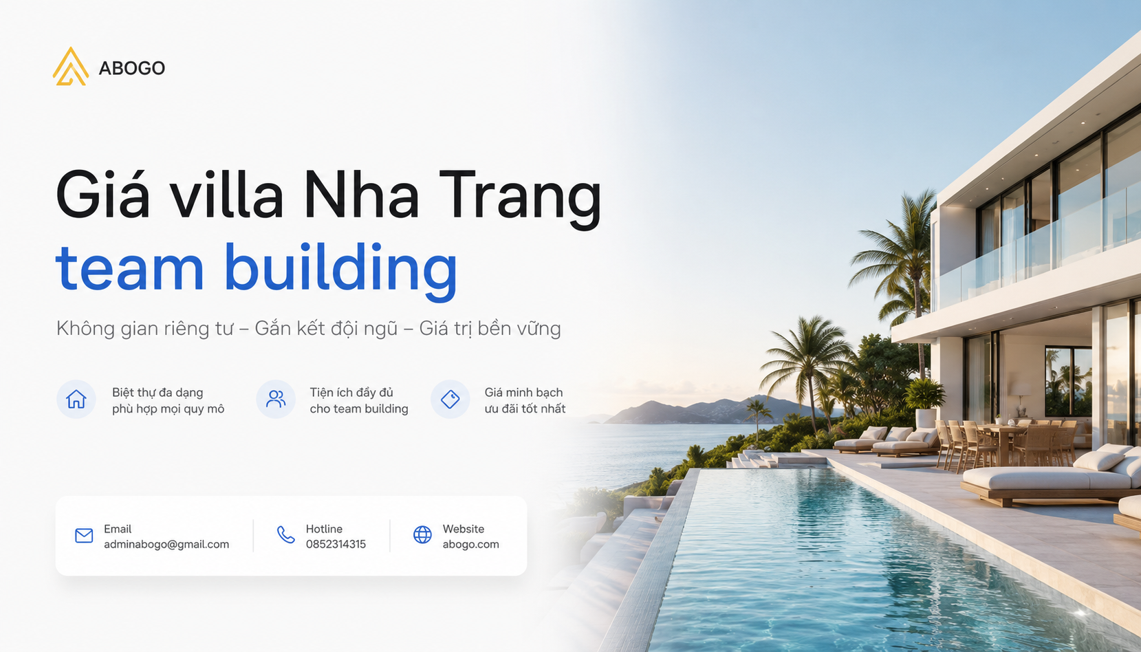 Giá Villa Nha Trang Team Building: Bảng Giá Tham Khảo, Cách Chọn Villa Và Kinh Nghiệm Tối Ưu Chi Phí Cùng Abogo