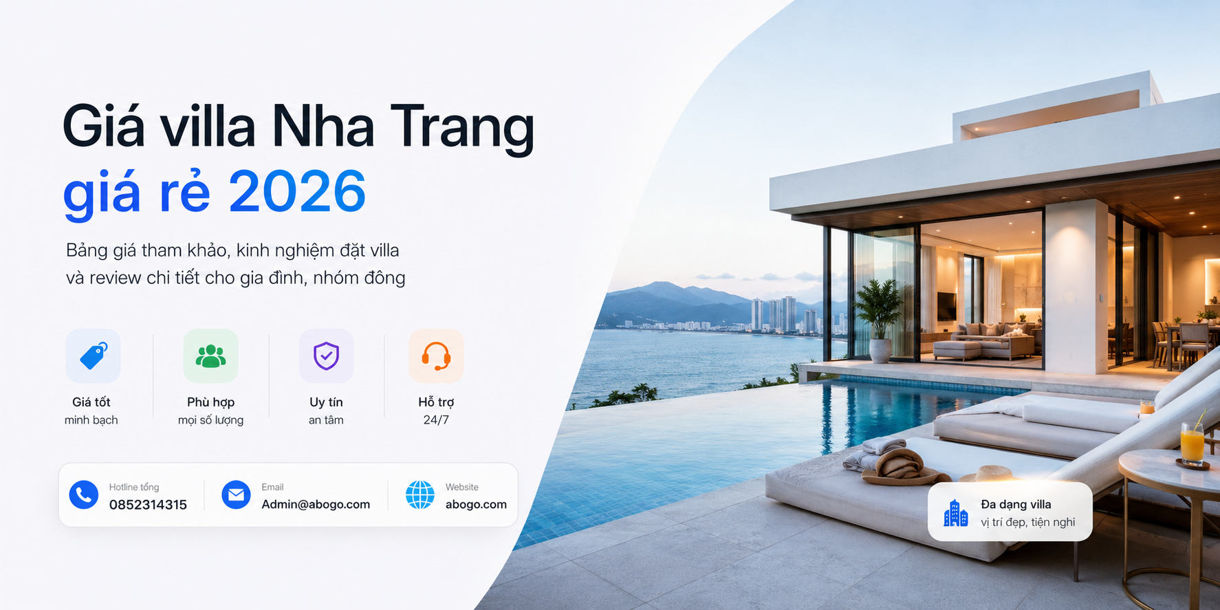 Giá villa Nha Trang giá rẻ 2026: Bảng giá tham khảo và kinh nghiệm đặt villa