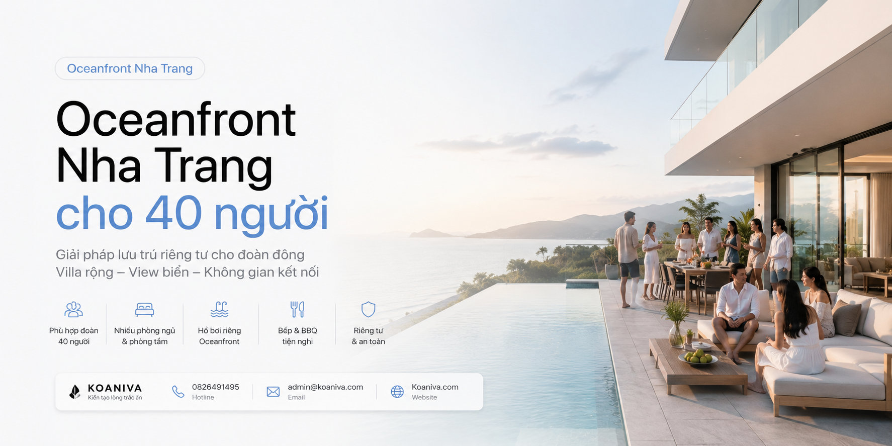 Oceanfront Nha Trang cho 40 người: Giải pháp lưu trú riêng tư cho đoàn đông