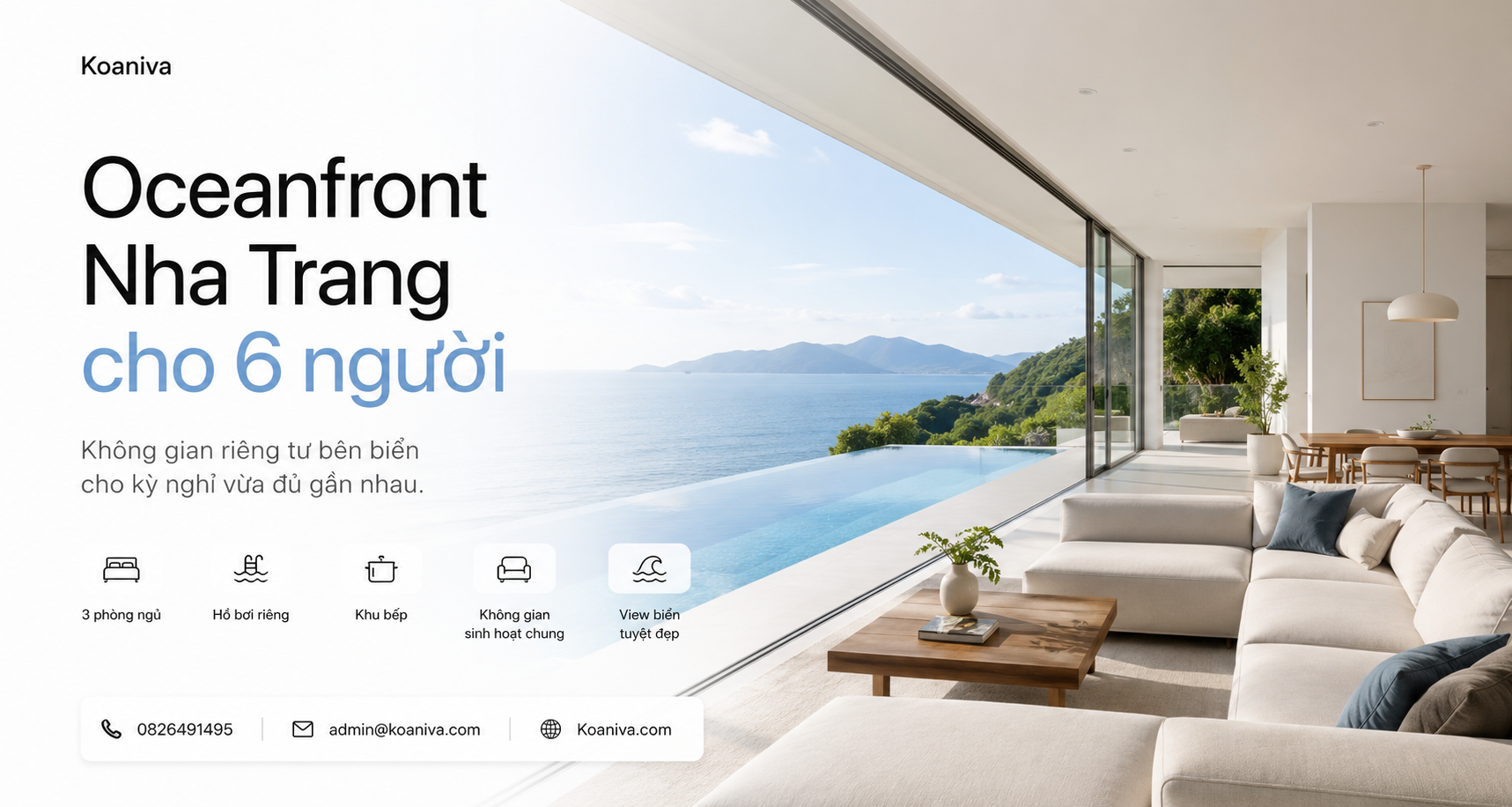 Oceanfront Nha Trang cho 6 người: Không gian riêng tư cho kỳ nghỉ vừa đủ gần nhau