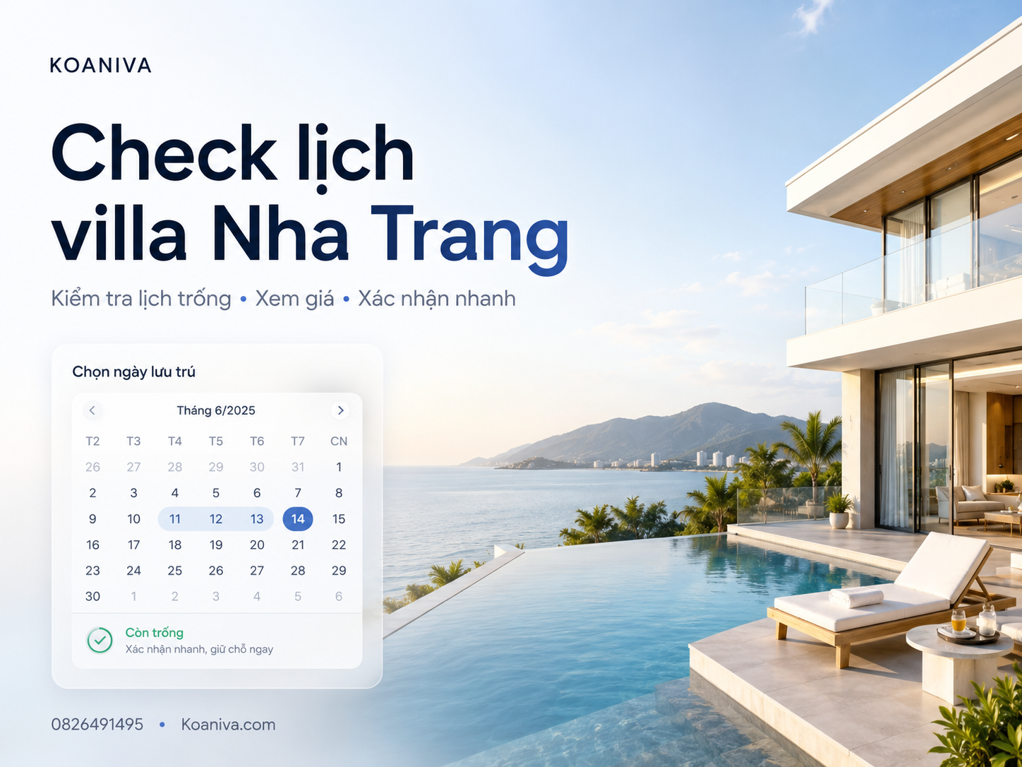 Check lịch villa Nha Trang nhanh chóng: Cách kiểm tra phòng trống, giá và xác nhận đặt villa