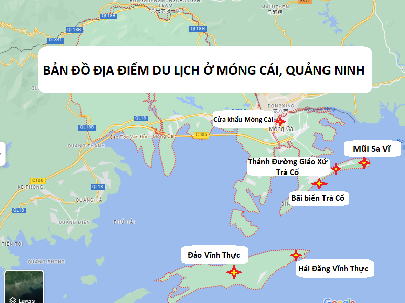 Bản đồ địa điểm du lịch ở Móng Cái Quảng Ninh