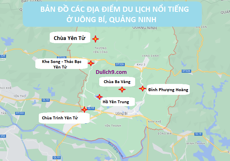 Bản đồ du lịch Uông Bí Quảng Ninh