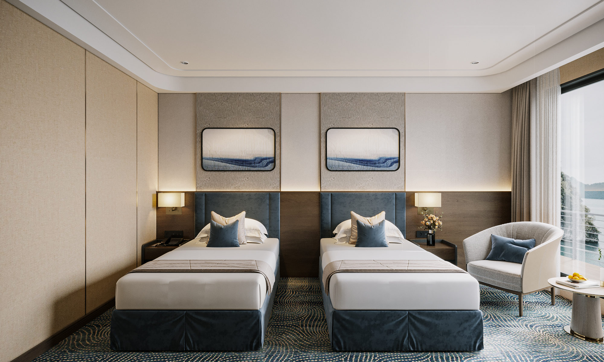 Legacy Suite 33m2, Vị trí tầng 2+3+4 số lượng 20 cabin. ban công,  bồn,  jacuzzi