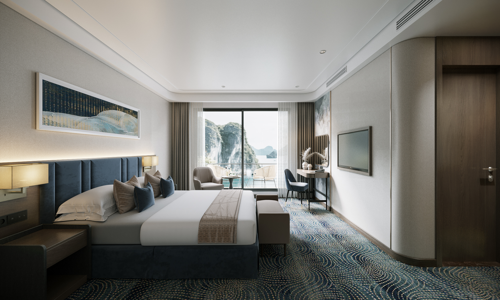 Ocean Junior 30m2 tầng 1 hoặc tầng 3 số lượng 3 cabin, ban công, ko bồn, ko jacuzzi