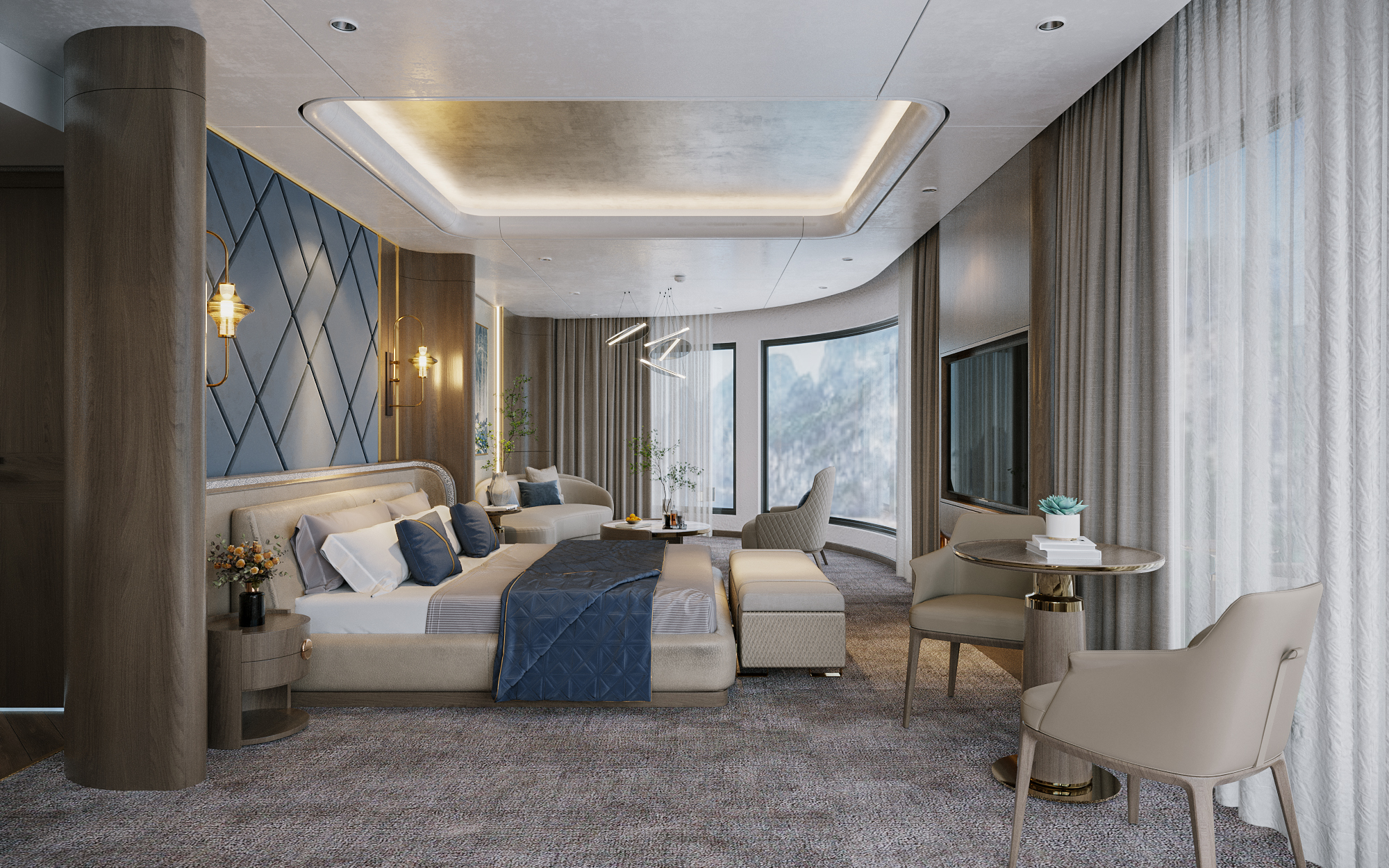 President Suite 126m2, tầng 3 , 1 cabin,1db, ban công,  bồn,  jacuzzi