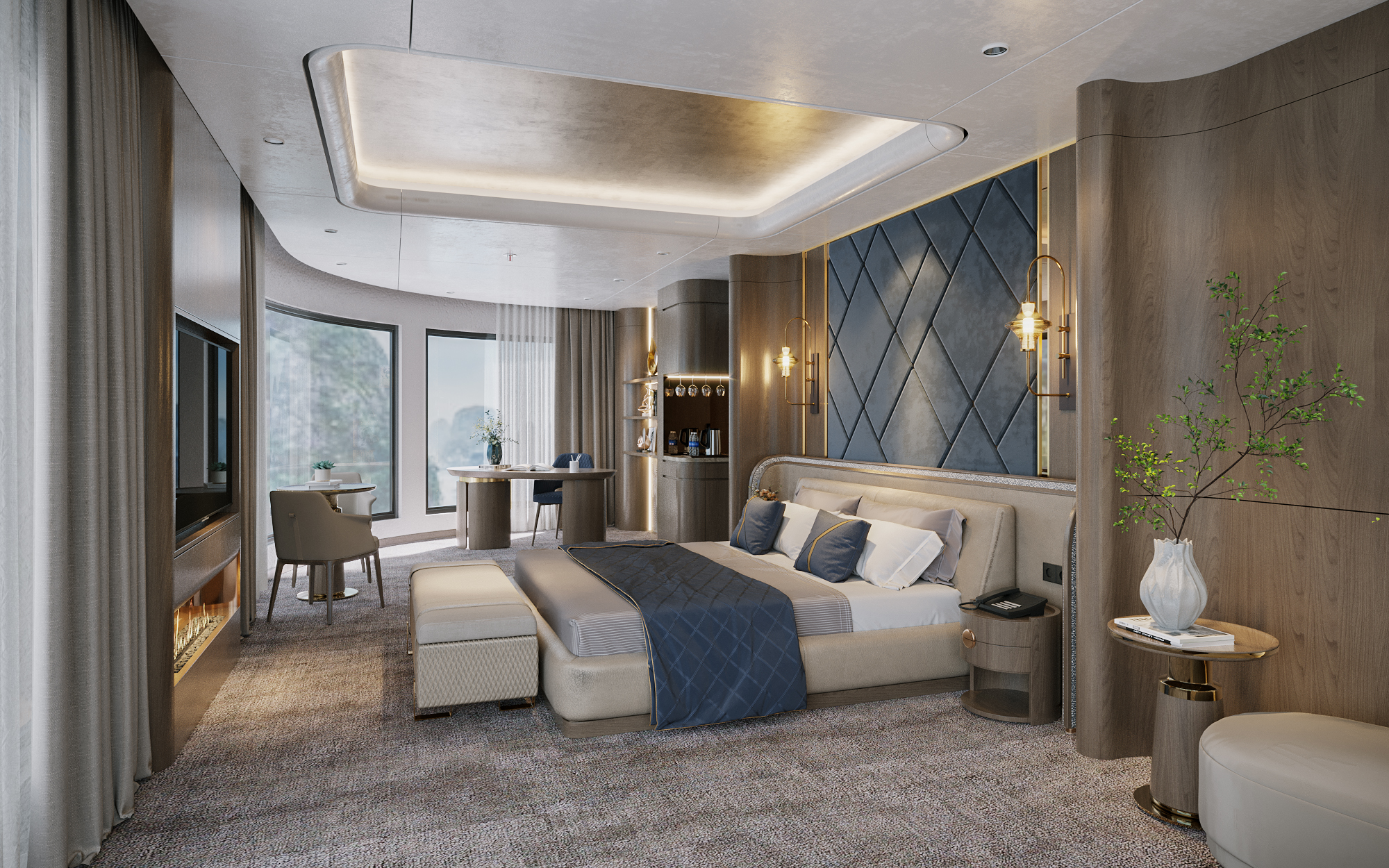 President Suite 126m2, tầng 3 , 1 cabin,1db, ban công,  bồn,  jacuzzi