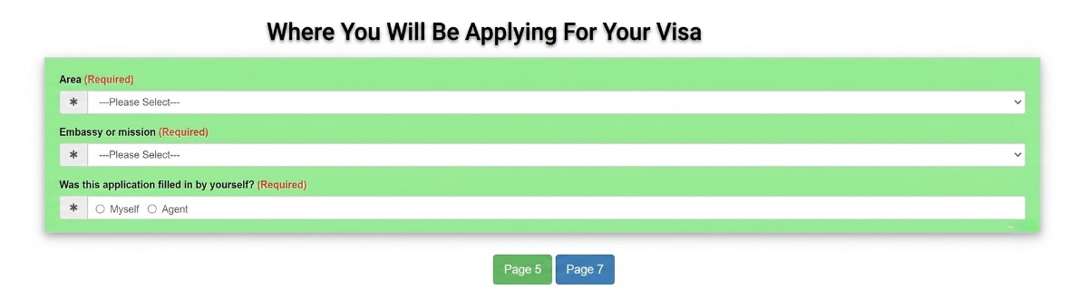 trang 6, thông tin về nơi nộp hồ sơ của người xin visa Đài Loan