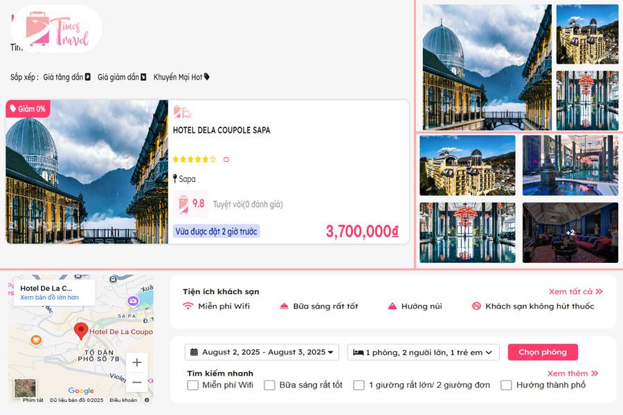 Đặt khách sạn De La Coupole Sapa trên Times Travel
