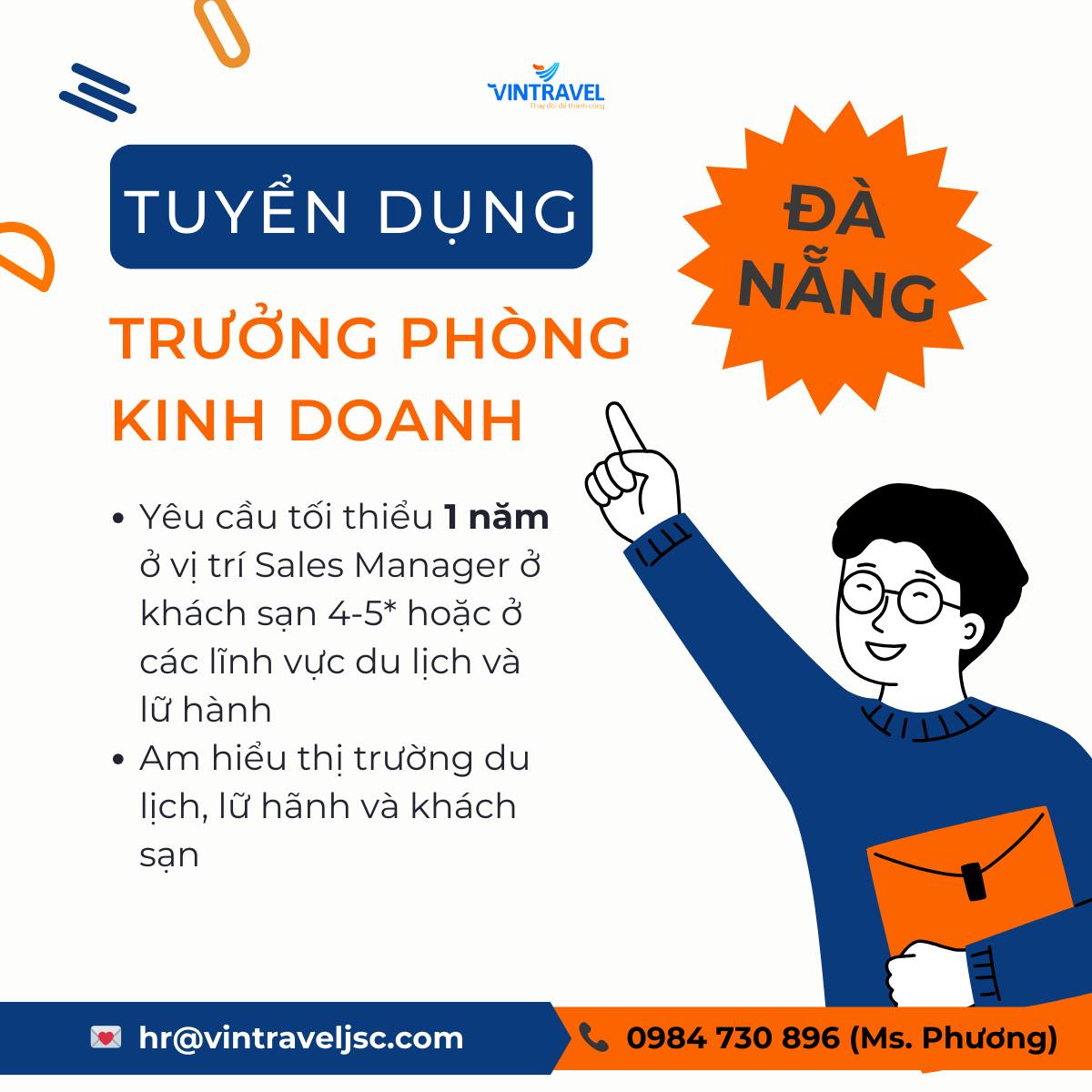 VINTRAVEL TUYỂN DỤNG TPKD ĐÀ NẴNG THÁNG 01.2024